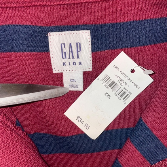 NWT Gap Kids Burgundy & Navy Striped Quarter Zip Pullover - Picture 3 of 3